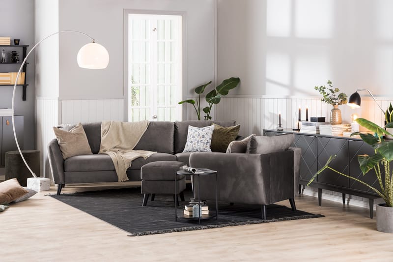 Trend 2-seters Fløyelssofa - Mørk grå - Møbler - Sofaer - Fløyelssofaer