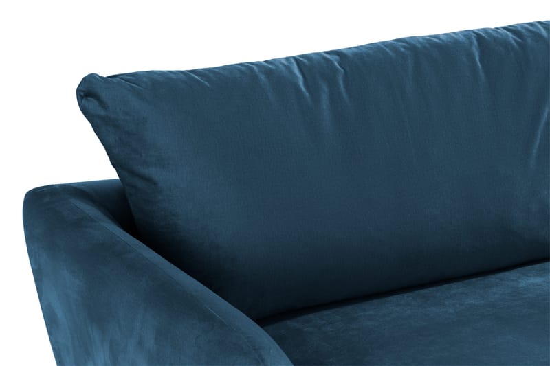 Trend 3-seter Rektangulær Fløyelssofa med Buede Armlener - Blå - Møbler - Sofaer - Fløyelssofaer