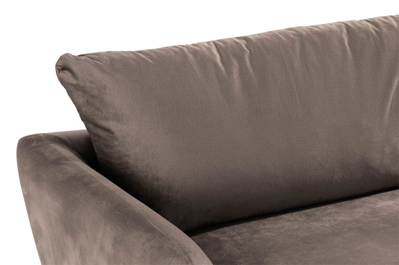 Trend 3-seter Rektangulær Fløyelssofa med Buede Armlener - Taupe - Møbler - Sofaer - Fløyelssofaer