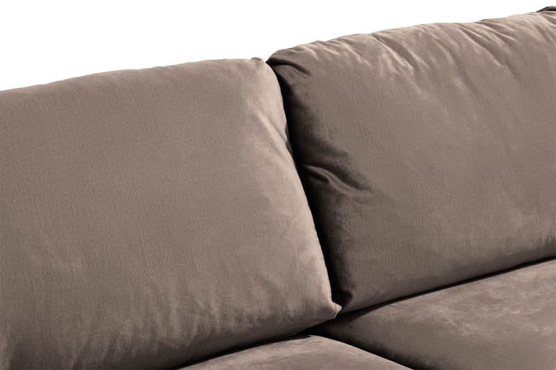 Trend 3-seter Rektangulær Fløyelssofa med Buede Armlener - Taupe - Møbler - Sofaer - Fløyelssofaer