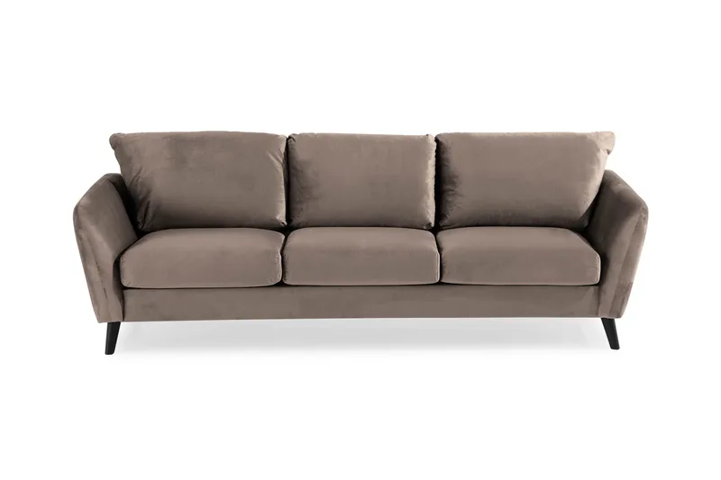 Trend 3-seter Rektangulær Fløyelssofa med Buede Armlener - Taupe - Møbler - Sofaer - Fløyelssofaer