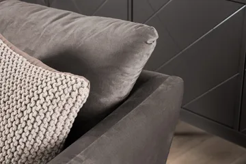 Trend 3-seter Rektangulær Fløyelssofa med Buede Armlener - Taupe - Møbler - Sofaer - Fløyelssofaer