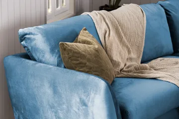 Trend 3-seters Fløyelssofa - Blå - Møbler - Sofaer - Fløyelssofaer