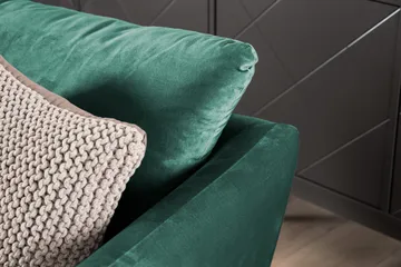 Trend 3-seters Fløyelssofa - Grønn - Møbler - Sofaer - Fløyelssofaer