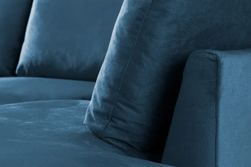 Trend 4-seters Høyrevendt U-formet Sofa med Divan og Sjeselong i Fløyel - Blå - Møbler - Sofaer - Fløyelssofaer