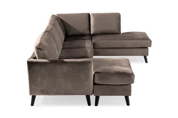 Trend 4-seters Høyrevendt U-formet Sofa med Divan og Sjeselong i Fløyel - Brun - Møbler - Sofaer - Fløyelssofaer