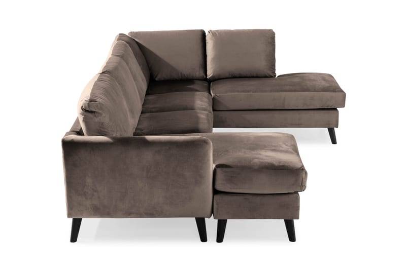 Trend 4-seters Høyrevendt U-formet Sofa med Divan og Sjeselong i Fløyel - Brun - Møbler - Sofaer - Fløyelssofaer