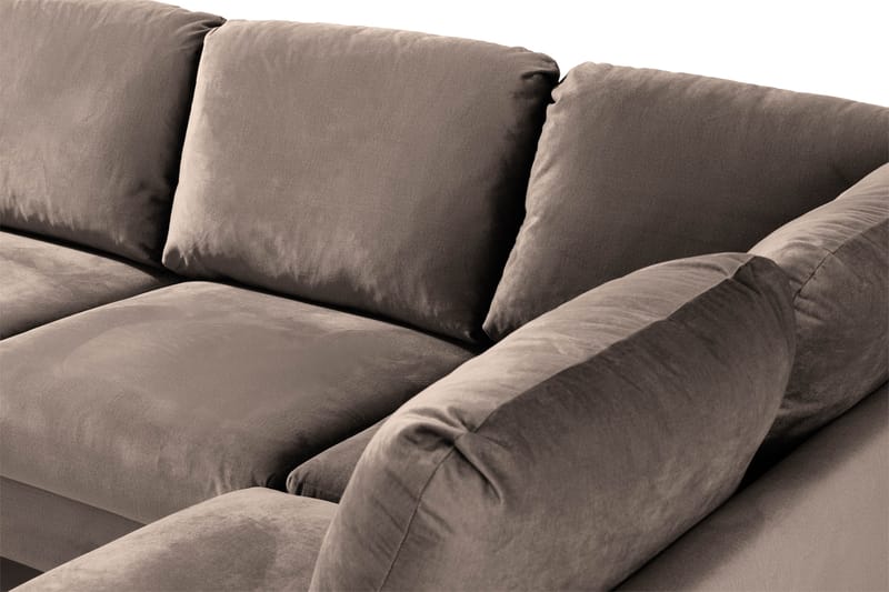 Trend 4-seters Høyrevendt U-formet Sofa med Divan og Sjeselong i Fløyel - Brun - Møbler - Sofaer - Fløyelssofaer