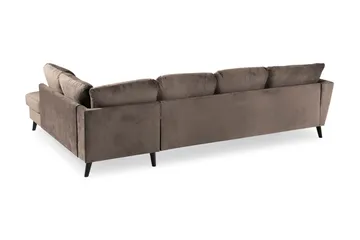 Trend 4-seters Høyrevendt U-formet Sofa med Divan og Sjeselong i Fløyel - Brun - Møbler - Sofaer - Fløyelssofaer