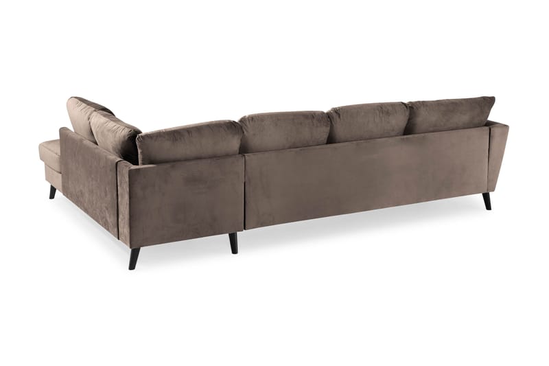 Trend 4-seters Høyrevendt U-formet Sofa med Divan og Sjeselong i Fløyel - Brun - Møbler - Sofaer - Fløyelssofaer