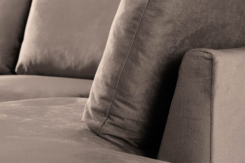 Trend 4-seters Høyrevendt U-formet Sofa med Divan og Sjeselong i Fløyel - Brun - Møbler - Sofaer - Fløyelssofaer