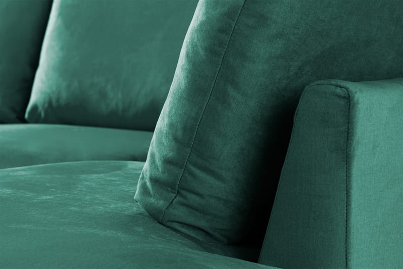 Trend 4-seters Høyrevendt U-formet Sofa med Divan og Sjeselong i Fløyel - Grønn - Møbler - Sofaer - Fløyelssofaer