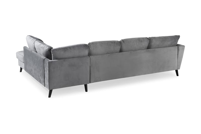 Trend 4-seters Høyrevendt U-formet Sofa med Divan og Sjeselong i Fløyel - Lys grå - Møbler - Sofaer - Fløyelssofaer