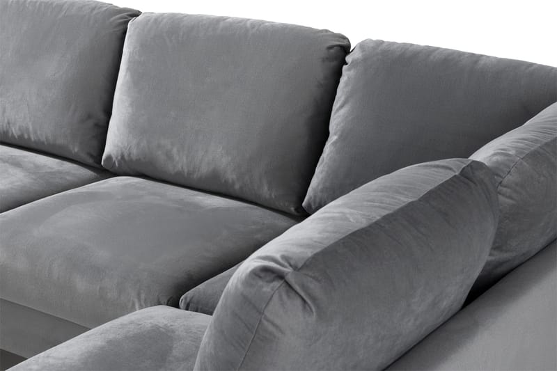 Trend 4-seters Høyrevendt U-formet Sofa med Divan og Sjeselong i Fløyel - Lys grå - Møbler - Sofaer - Fløyelssofaer