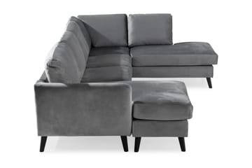 Trend 4-seters Høyrevendt U-formet Sofa med Divan og Sjeselong i Fløyel - Lysegrå - Møbler - Sofaer - Fløyelssofaer