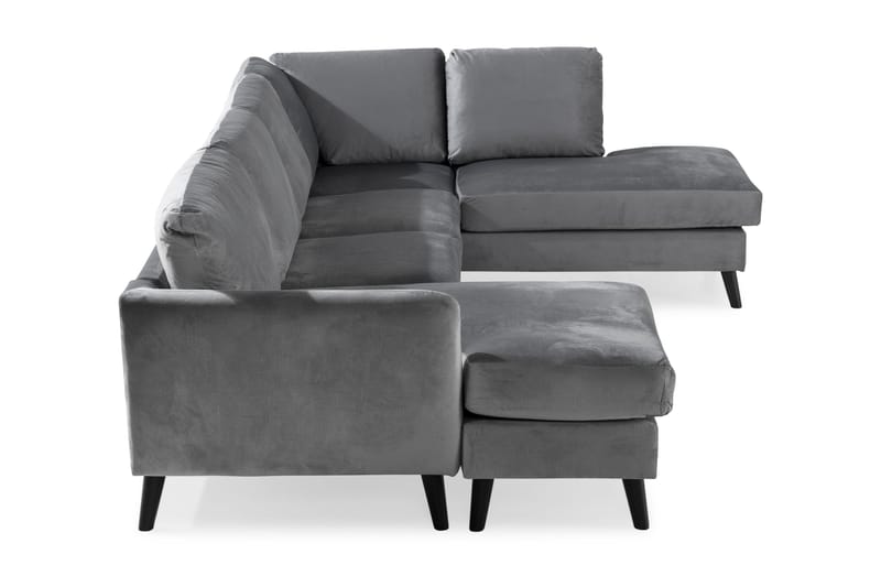 Trend 4-seters Høyrevendt U-formet Sofa med Divan og Sjeselong i Fløyel - Lysegrå - Møbler - Sofaer - Fløyelssofaer