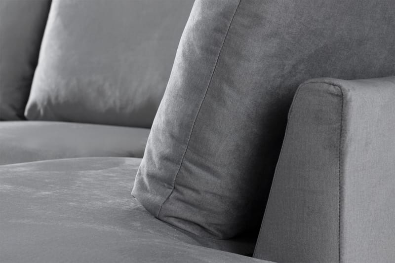 Trend 4-seters Høyrevendt U-formet Sofa med Divan og Sjeselong i Fløyel - Lysegrå - Møbler - Sofaer - Fløyelssofaer