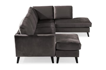 Trend 4-seters Høyrevendt U-formet Sofa med Divan og Sjeselong i Fløyel - Mørkegrå - Møbler - Sofaer - Fløyelssofaer