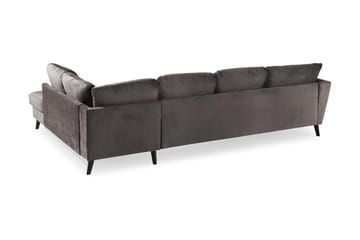 Trend 4-seters Høyrevendt U-formet Sofa med Divan og Sjeselong i Fløyel - Mørkegrå - Møbler - Sofaer - Fløyelssofaer