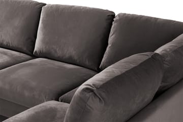 Trend 4-seters Høyrevendt U-formet Sofa med Divan og Sjeselong i Fløyel - Mørkegrå - Møbler - Sofaer - Fløyelssofaer