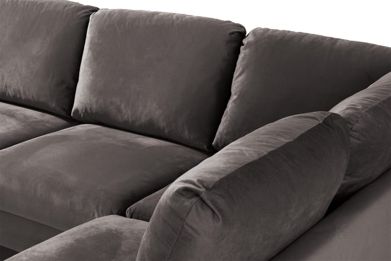 Trend 4-seters Høyrevendt U-formet Sofa med Divan og Sjeselong i Fløyel - Mørkegrå - Møbler - Sofaer - Fløyelssofaer