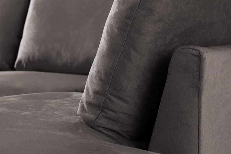 Trend 4-seters Høyrevendt U-formet Sofa med Divan og Sjeselong i Fløyel - Mørkegrå - Møbler - Sofaer - Fløyelssofaer