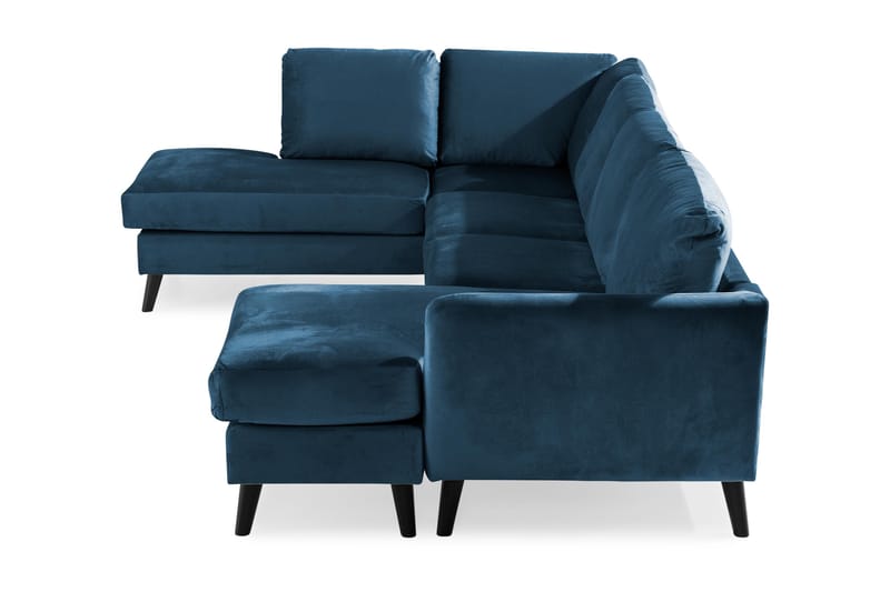 Trend 4-seters Venstrevendt U-formet Sofa med Divan og Sjeselong i Fløyel - Blå - Møbler - Sofaer - Fløyelssofaer