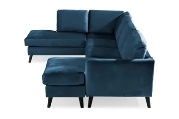Trend 4-seters Venstrevendt U-formet Sofa med Divan og Sjeselong i Fløyel - Blå - Møbler - Sofaer - Fløyelssofaer