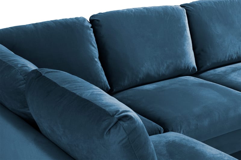 Trend 4-seters Venstrevendt U-formet Sofa med Divan og Sjeselong i Fløyel - Blå - Møbler - Sofaer - Fløyelssofaer