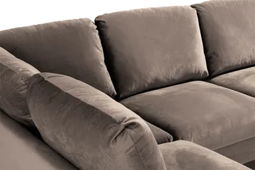 Trend 4-seters Venstrevendt U-formet Sofa med Divan og Sjeselong i Fløyel - Brun - Møbler - Sofaer - Fløyelssofaer