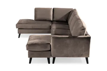 Trend 4-seters Venstrevendt U-formet Sofa med Divan og Sjeselong i Fløyel - Brun - Møbler - Sofaer - Fløyelssofaer