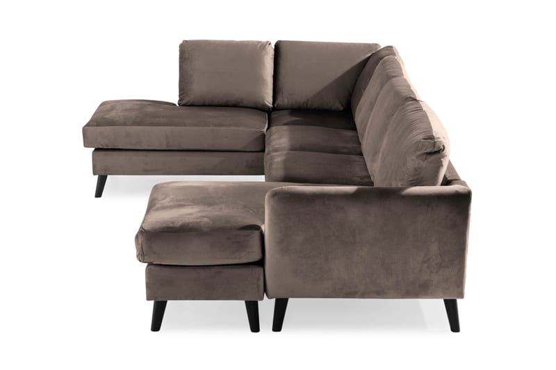 Trend 4-seters Venstrevendt U-formet Sofa med Divan og Sjeselong i Fløyel - Brun - Møbler - Sofaer - Fløyelssofaer