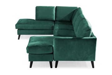 Trend 4-seters Venstrevendt U-formet Sofa med Divan og Sjeselong i Fløyel - Grønn - Møbler - Sofaer - Fløyelssofaer