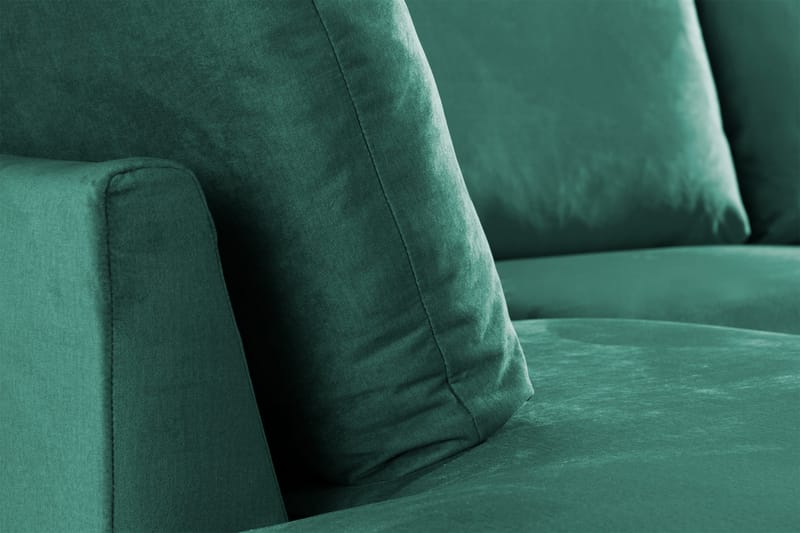 Trend 4-seters Venstrevendt U-formet Sofa med Divan og Sjeselong i Fløyel - Grønn - Møbler - Sofaer - Fløyelssofaer