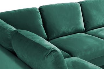 Trend 4-seters Venstrevendt U-formet Sofa med Divan og Sjeselong i Fløyel - Grønn - Møbler - Sofaer - Fløyelssofaer
