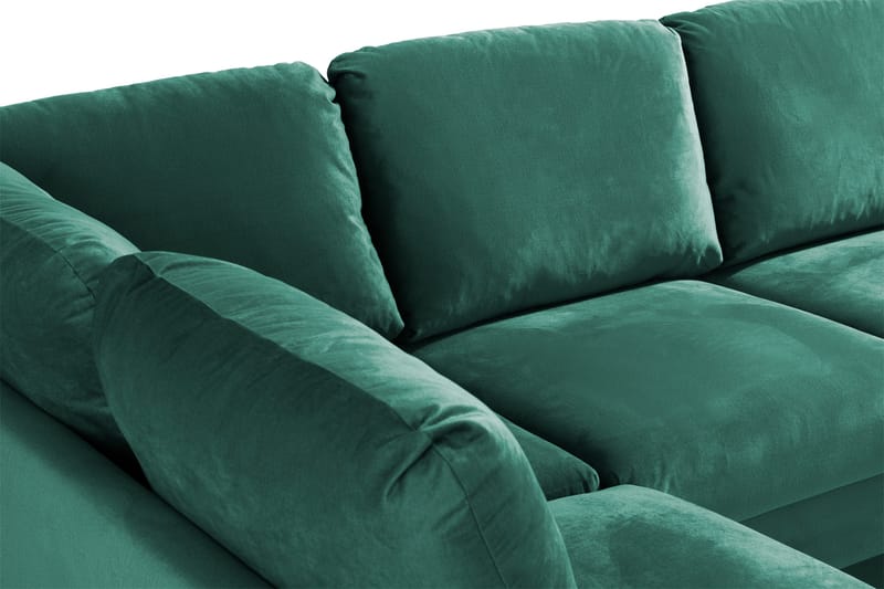 Trend 4-seters Venstrevendt U-formet Sofa med Divan og Sjeselong i Fløyel - Grønn - Møbler - Sofaer - Fløyelssofaer