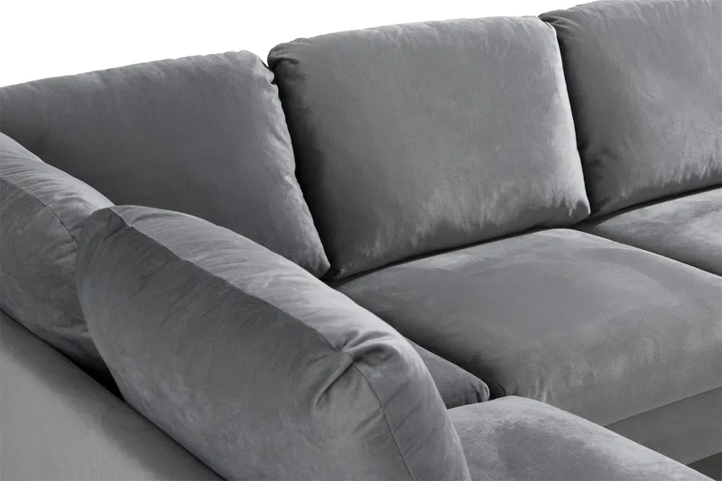 Trend 4-seters Venstrevendt U-formet Sofa med Divan og Sjeselong i Fløyel - Lys grå - Møbler - Sofaer - Fløyelssofaer