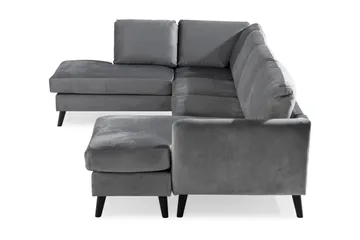 Trend 4-seters Venstrevendt U-formet Sofa med Divan og Sjeselong i Fløyel - Lys grå - Møbler - Sofaer - Fløyelssofaer