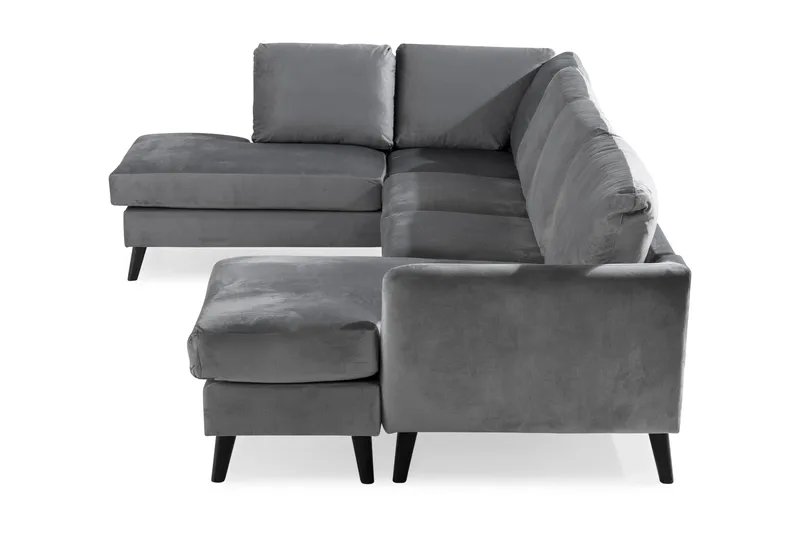 Trend 4-seters Venstrevendt U-formet Sofa med Divan og Sjeselong i Fløyel - Lys grå - Møbler - Sofaer - Fløyelssofaer