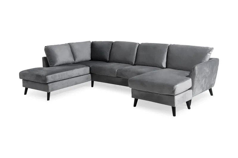 Trend 4-seters Venstrevendt U-formet Sofa med Divan og Sjeselong i Fløyel - Lys grå - Møbler - Sofaer - Fløyelssofaer