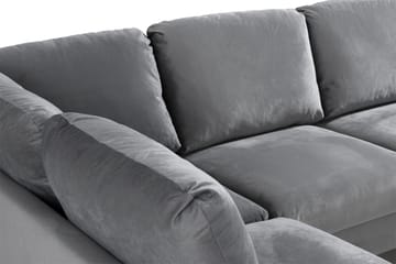 Trend 4-seters Venstrevendt U-formet Sofa med Divan og Sjeselong i Fløyel - Lysegrå - Møbler - Sofaer - Sofaer med sjeselong - 4 seters sofa med divan