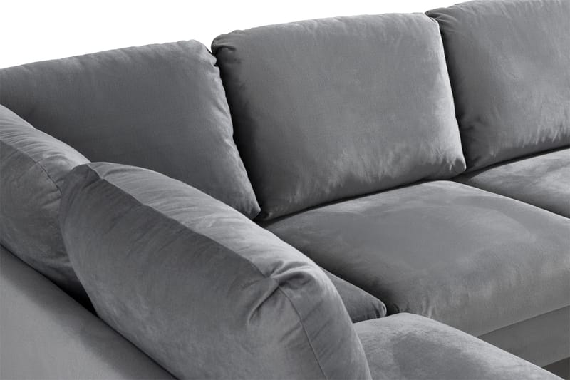 Trend 4-seters Venstrevendt U-formet Sofa med Divan og Sjeselong i Fløyel - Lysegrå - Møbler - Sofaer - Sofaer med sjeselong - 4 seters sofa med divan