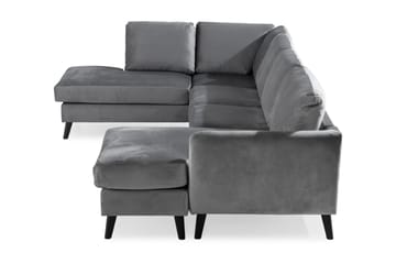 Trend 4-seters Venstrevendt U-formet Sofa med Divan og Sjeselong i Fløyel - Lysegrå - Møbler - Sofaer - Sofaer med sjeselong - 4 seters sofa med divan