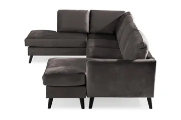 Trend 4-seters Venstrevendt U-formet Sofa med Divan og Sjeselong i Fløyel - Mørk grå - Møbler - Sofaer - Fløyelssofaer