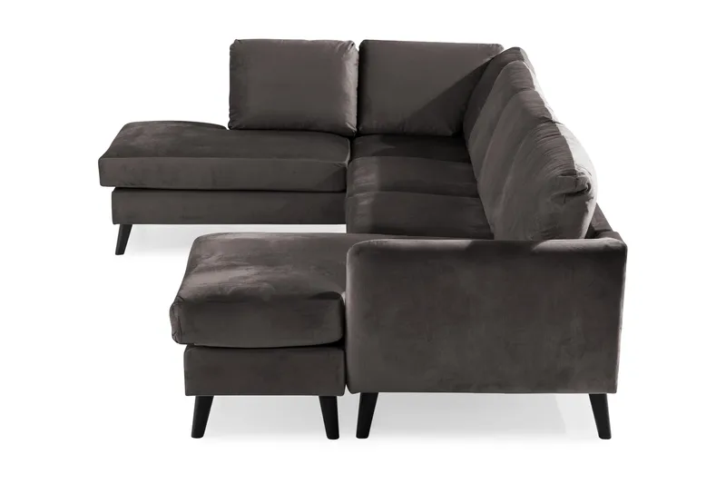 Trend 4-seters Venstrevendt U-formet Sofa med Divan og Sjeselong i Fløyel - Mørk grå - Møbler - Sofaer - Fløyelssofaer