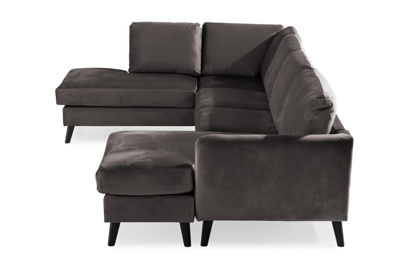 Trend 4-seters Venstrevendt U-formet Sofa med Divan og Sjeselong i Fløyel - Mørkegrå - Møbler - Sofaer - Fløyelssofaer