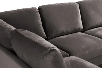 Trend 4-seters Venstrevendt U-formet Sofa med Divan og Sjeselong i Fløyel - Mørkegrå - Møbler - Sofaer - Fløyelssofaer