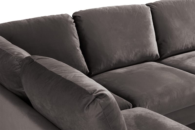 Trend 4-seters Venstrevendt U-formet Sofa med Divan og Sjeselong i Fløyel - Mørkegrå - Møbler - Sofaer - Fløyelssofaer