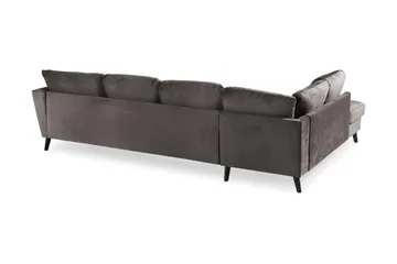 Trend 4-seters Venstrevendt U-formet Sofa med Divan og Sjeselong i Fløyel - Mørkegrå - Møbler - Sofaer - Fløyelssofaer