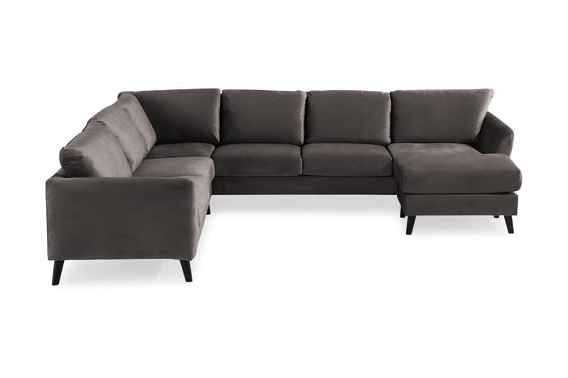 Trend 5-seters Høyrevendt L-formet Hjørnesofa med Divan i Fløyel - Mørk grå - Møbler - Sofaer - Fløyelssofaer